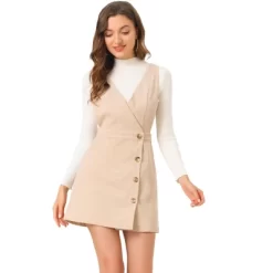 Allegra K Women's Corduroy Mini V Neck Vintage A-Line Bib Overall Pinafore Skirts -Women Sale Shop GUEST 61975d59 f425 44dc 9982 ca0761edbac8