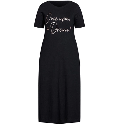 Women's Plus Size Dream Sleep Dress - Black | EVANS 4 Women's Plus Size Dream Sleep Dress - Black | EVANS - Image 2