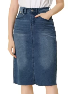 Allegra K Women's Casual Jean Skirt High Waist Back Vent Short Denim Skirts -Women Sale Shop GUEST 63f0671e b807 4653 bf44 7c2a3205901d