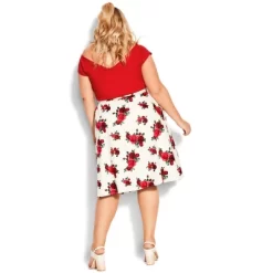 Women's Plus Size Vintage Rose Skirt - Ivory | CITY CHIC