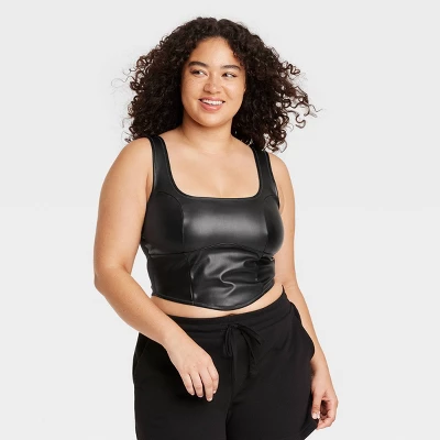 Women's Faux Leather Corset - Colsie™ Black 5 Women's Faux Leather Corset - Colsie™ Black - Image 3