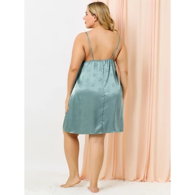 Agnes Orinda Women's Plus Size Satin Star Print Lace Trim Pajamas Nightgown 6 Agnes Orinda Women's Plus Size Satin Star Print Lace Trim Pajamas Nightgown - Image 4