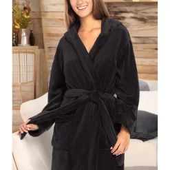 Women's Classic Winter Robe, Hooded Cozy Plush Fleece Bathrobe -Women Sale Shop GUEST 682b8fd8 1f12 4217 85f1 c0468d4b61c6