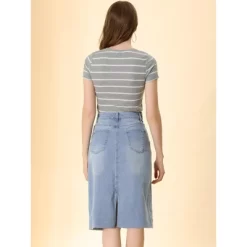 Allegra K Women's Casual Jean Skirt High Waist Back Vent Short Denim Skirts -Women Sale Shop GUEST 68d495c9 94ed 44ce 8d58 b85f168b4652
