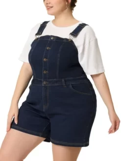 Agnes Orinda Women's Plus Size Denim Shortall Button Jeans Short -Women Sale Shop GUEST 697d566e e2f7 413c aced 19a34d240a15