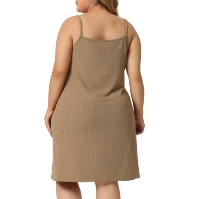 Agnes Orinda Women's Plus Size 2023 V Neck Spaghetti Strap Lace Insert Knit Cami Nightdress 5 Agnes Orinda Women's Plus Size 2023 V Neck Spaghetti Strap Lace Insert Knit Cami Nightdress - Image 3