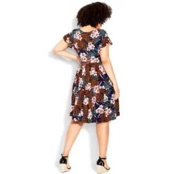 Avenue Women's Plus Size Unwind Tier Dress - Hibiscus Palm | LORALETTE