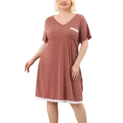 Agnes Orinda Womens Plus Size V Neck Polka Dots Short Sleeve Sleepwear Pajamas Nightgown -Women Sale Shop GUEST 6a633f59 c94d 4933 9e58 77c81dcca23f