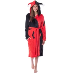 DC Comics Womens' Harley Quinn Classic Costume Hooded Robe Bathrobe Black -Women Sale Shop GUEST 6b1f9824 bd04 4938 9133 89d00e3e45e0
