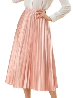 Allegra K Women's Party Elastic Waist Metallic Shiny Accordion Pleated Midi Skirt -Women Sale Shop GUEST 6e7a47e4 57d2 4727 b13e 6fe1b320f1c6