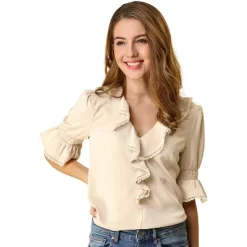 Allegra K Women's Ruffle V Neck Puff Sleeve Summer Casual Chiffon Peasant Blouse 31 Allegra K Women's Ruffle V Neck Puff Sleeve Summer Casual Chiffon Peasant Blouse -Women Sale Shop GUEST 6f797a4c dbb7 4f4a b95d 498e1d33f730