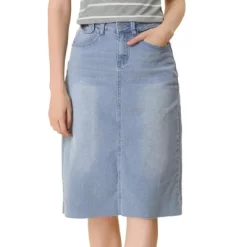 Allegra K Women's Casual Jean Skirt High Waist Back Vent Short Denim Skirts -Women Sale Shop GUEST 6fd44ab1 d33f 400e 9366 54778e7fc358