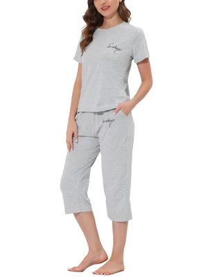 Cheibear Womens Sleepwear Pajama Set Round Neck Nightwear Lounge Pjs With Capri Pants 3 Cheibear Womens Sleepwear Pajama Set Round Neck Nightwear Lounge Pjs With Capri Pants