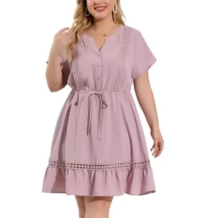 Agnes Orinda Women's Plus Size Elegant Short Sleeve Tie Waist Ruffle Hem At Kness Dresses 16 Agnes Orinda Women's Plus Size Elegant Short Sleeve Tie Waist Ruffle Hem At Kness Dresses -Women Sale Shop GUEST 71df5617 5a02 4c58 8591 5d7af4529ad4