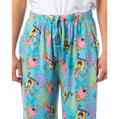 SpongeBob SquarePants Women's Patrick Gary Tossed Print Sleep Pajama Pants Turquoise 4 SpongeBob SquarePants Women's Patrick Gary Tossed Print Sleep Pajama Pants Turquoise - Image 2