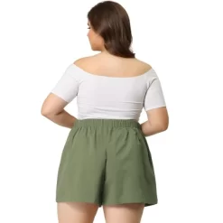 Agnes Orinda Women's Plus Size Pants Loose Slant Pocket Elastic Waist Straight Leg Shorts -Women Sale Shop GUEST 723e7673 68fd 452d 9d4c ab99358d5719