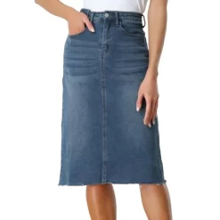 Allegra K Women's Casual Jean Skirt High Waist Back Vent Short Denim Skirts -Women Sale Shop GUEST 726237ea efcd 40f5 9b0c 625b37027294