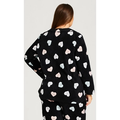Women's Plus Size Button Up Fleece Top - Black | AVENUE 3 Women's Plus Size Button Up Fleece Top - Black | AVENUE