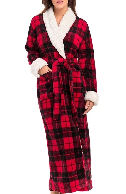 Women's Warm Winter Robe, Plush Fleece Full Length Long Bathrobe 6 Women's Warm Winter Robe, Plush Fleece Full Length Long Bathrobe - Image 4