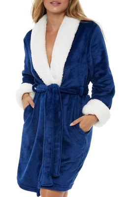 Women's Classic Plush Robe, Short Fleece Bathrobe Solids 9 Women's Classic Plush Robe, Short Fleece Bathrobe Solids - Image 7