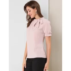 Allegra K Women's Bow Tie Neck Elegant Office Short Sleeve Blouse 24 Allegra K Women's Bow Tie Neck Elegant Office Short Sleeve Blouse -Women Sale Shop GUEST 756705f6 08a7 4878 b034 c3ebf325caaf