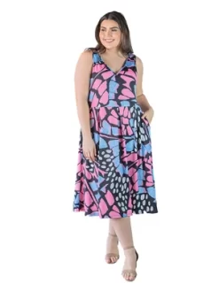 Plus Size Butterfly Print Fit And Flare With Pockets Midi Dress -Women Sale Shop GUEST 75c0d6ec e76c 4344 8408 b8ac598bcd9d