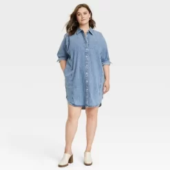 Women's Long Sleeve Denim Mini Shirtdress - Universal Thread™ Blue -Women Sale Shop GUEST 77011131 9695 4028 a9dd df9b434ad7b4