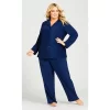 Women's Plus Size Button Fleece Top - Navy | AVENUE