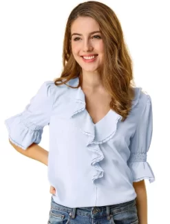 Allegra K Women's Ruffle V Neck Puff Sleeve Summer Casual Chiffon Peasant Blouse 28 Allegra K Women's Ruffle V Neck Puff Sleeve Summer Casual Chiffon Peasant Blouse -Women Sale Shop GUEST 77eb73d1 b407 4f4f a5ff 7518d1f68351