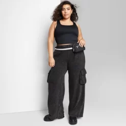 Women's High-Rise Wide Leg Fleece Cargo Pants - Wild Fable™ -Women Sale Shop GUEST 79dff6e6 dbb1 40e9 8490 70f6ab4ae70b
