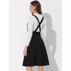 Allegra K Women's High Waist Solid Color Button Decor Flared Midi Suspender Skirt -Women Sale Shop GUEST 7a44831b 76f7 4089 9f6c 74958f40e119