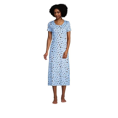 Lands' End Women's Supima Cotton Short Sleeve Midcalf Nightgown Dress 9 Lands' End Women's Supima Cotton Short Sleeve Midcalf Nightgown Dress - Image 7