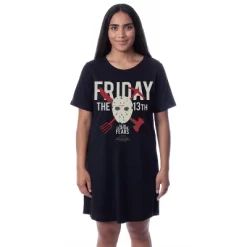 Friday The 13th Womens' Jason Mask Nightgown Sleep Pajama Dress Black -Women Sale Shop GUEST 81651158 8555 478a 9b99 137e28685619