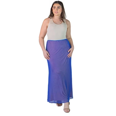 Plus Size Sheer Overlay Elastic Waist Maxi Length Skirt 9 Plus Size Sheer Overlay Elastic Waist Maxi Length Skirt - Image 7