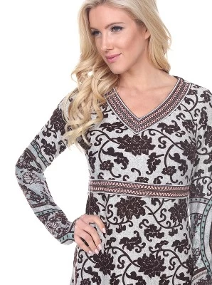 Women's Naarah Embroidered Sweater Dress - White Mark 3 Women's Naarah Embroidered Sweater Dress - White Mark