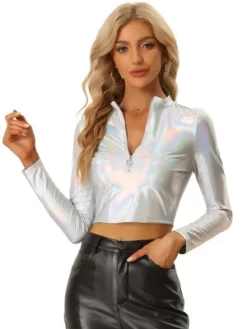 Allegra K Women's Party Long Sleeve Zip Up Metallic Crop Blouses 14 Allegra K Women's Party Long Sleeve Zip Up Metallic Crop Blouses -Women Sale Shop GUEST 831adf38 3bf0 4658 9529 e611b5dc3782