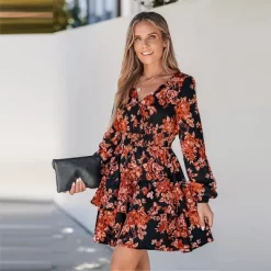 Women's Floral Print Smocked Ruffled Mini Dress - Cupshe -Women Sale Shop GUEST 83df037d 6c95 44bf bae2 f86fdf2c484a