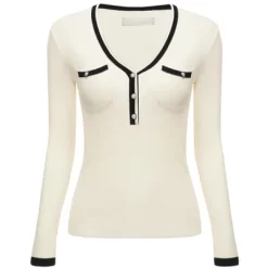 Hobemty Women's Contrast Color V Neck Long Sleeve Fitted Ribbed Tops 10 Hobemty Women's Contrast Color V Neck Long Sleeve Fitted Ribbed Tops -Women Sale Shop GUEST 854f381a 82ab 4a5d a68e b550b4293182