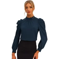 Allegra K Women's Elegant Stand Collar Tie Back Puff Sleeve Office Blouses -Women Sale Shop GUEST 86db4b17 ad33 4a23 94e4 00ab03eee957