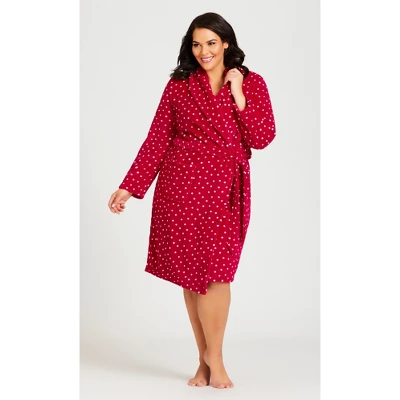 Women's Plus Size Spot Robe - Red | AVENUE 7 Women's Plus Size Spot Robe - Red | AVENUE - Image 5