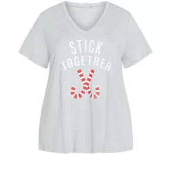 Women's Plus Size Stick Together Sleep Set - Gray | AVENUE -Women Sale Shop GUEST 892a1174 97e7 45f9 89e9 47e78a272e66