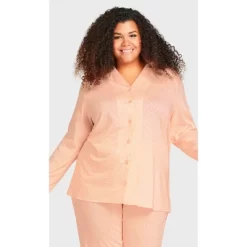 Women's Plus Size Button Through Sleep Top - Pink | AVENUE -Women Sale Shop GUEST 8a1c85c8 fc1b 4e5a bd48 b1f321f20d33