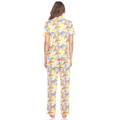 Women's Tropical Print Pajama Set - White Mark 5 Women's Tropical Print Pajama Set - White Mark - Image 3
