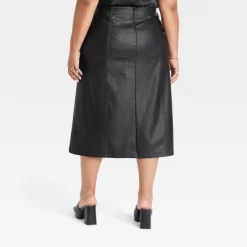 Women's Faux Leather A-Line Skirt - Ava & Viv™