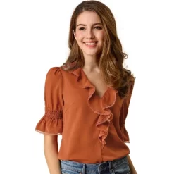 Allegra K Women's Ruffle V Neck Puff Sleeve Summer Casual Chiffon Peasant Blouse 27 Allegra K Women's Ruffle V Neck Puff Sleeve Summer Casual Chiffon Peasant Blouse -Women Sale Shop GUEST 8ed7f43e 8668 42c9 8d41 628285c220b7