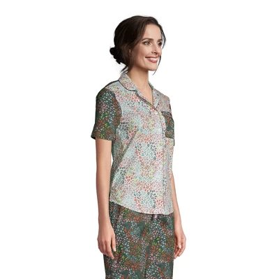Lands' End Women's Short Sleeve Cotton Poplin Pajama Shirt 4 Lands' End Women's Short Sleeve Cotton Poplin Pajama Shirt - Image 2