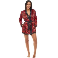 Womens Leopard Print Robe, Short Satin Silk Lace Trim -Women Sale Shop GUEST 8f50a9df f408 47ad 9413 af7c86c38e11