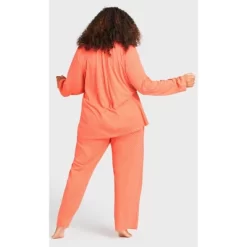Women's Plus Size Button Print Sleep Top - Peach Spot | AVENUE -Women Sale Shop GUEST 91026647 6453 4297 a693 57a3775168ff