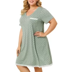 Agnes Orinda Womens Plus Size V Neck Polka Dots Short Sleeve Sleepwear Pajamas Nightgown -Women Sale Shop GUEST 9207010f 847f 4e85 921d ffdb3493df16