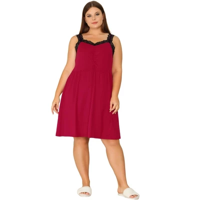 Agnes Orinda Women's Plus Size Lace Sleep Above Knee Lounge Nightgowns 4 Agnes Orinda Women's Plus Size Lace Sleep Above Knee Lounge Nightgowns - Image 2